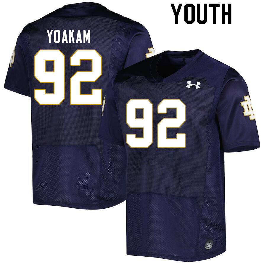 Youth #92 Zac Yoakam Notre Dame Fighting Irish College Football Jerseys Stitched-Navy - Click Image to Close
